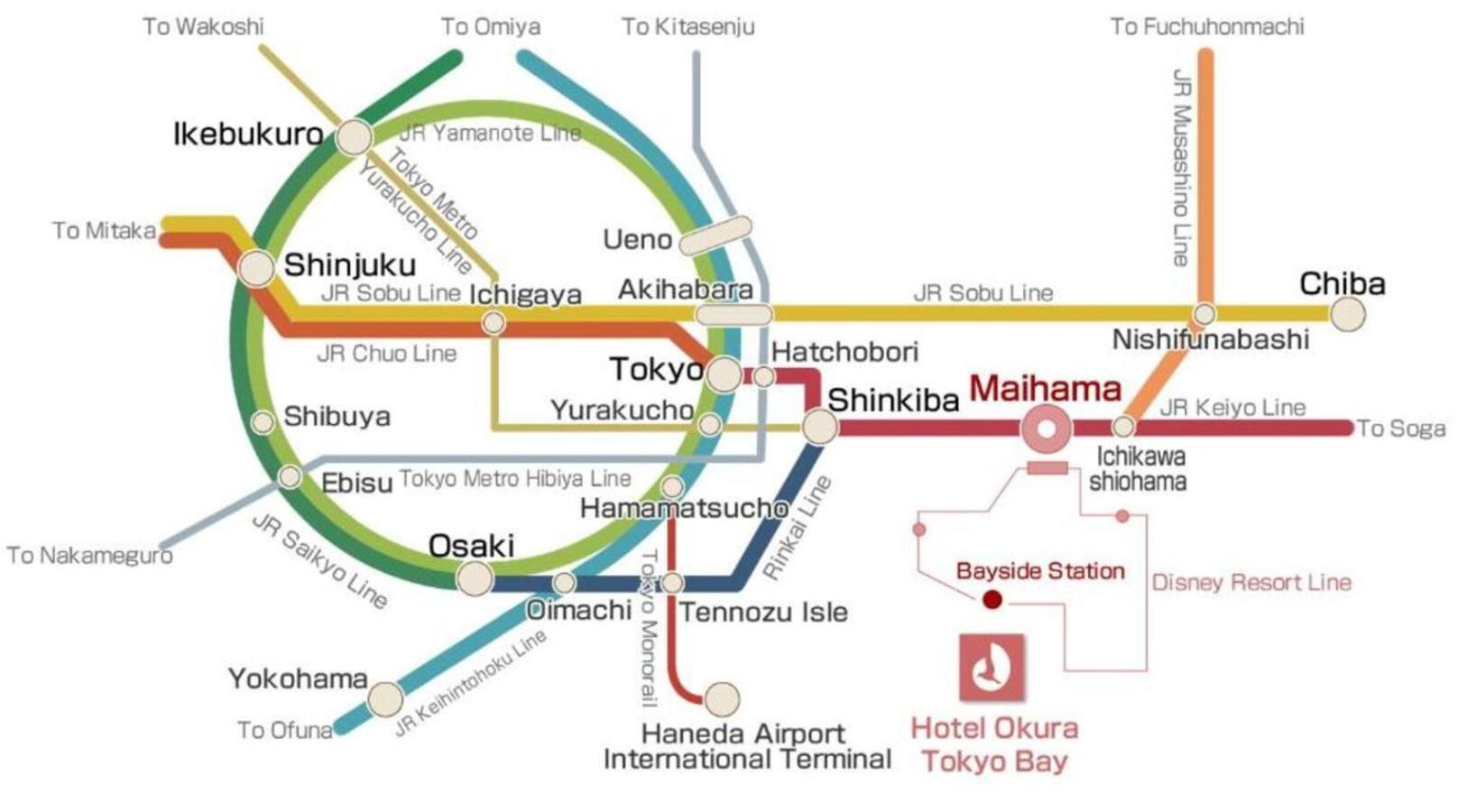 Urayasu Hotel Okura Tokyo Bay מראה חיצוני תמונה Location of the hotel